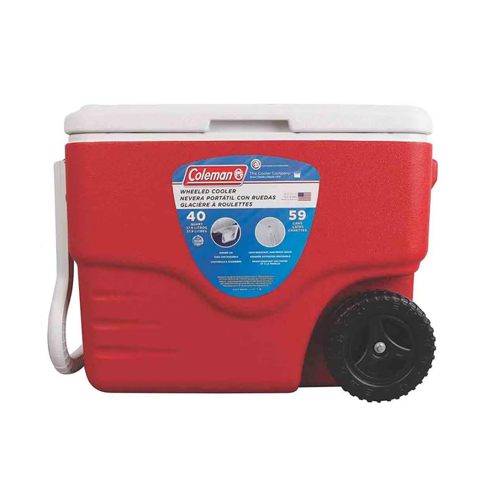 Imagen de Hielera Coleman 40 QT con Ruedas 6240A703G Roja/Azul